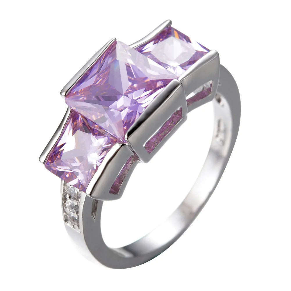 Copper geometric women's ring with electroplated finish in multiple colour options on size display