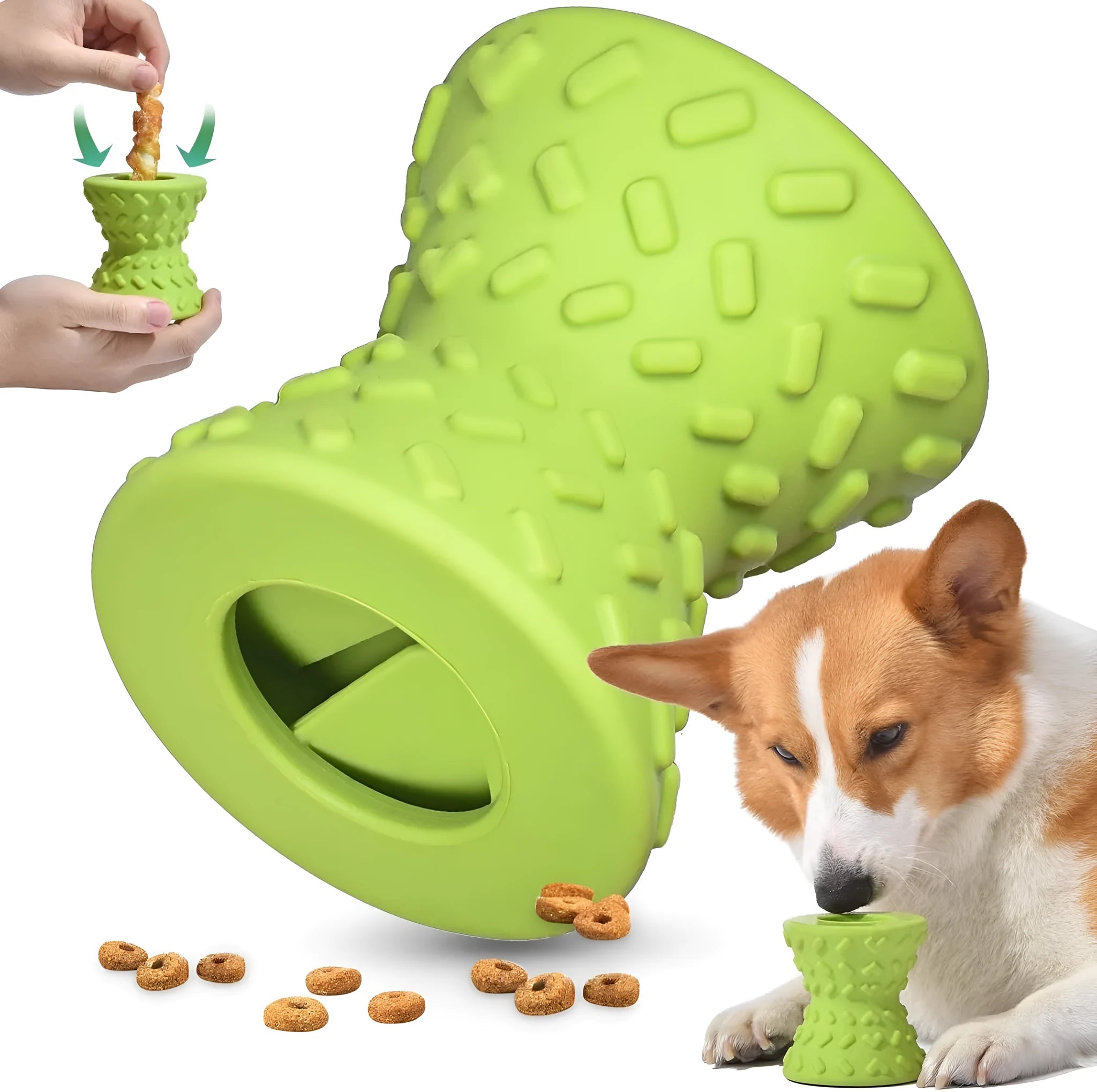 Natural rubber treat dispensing dog toy for aggressive chewers in blue colour