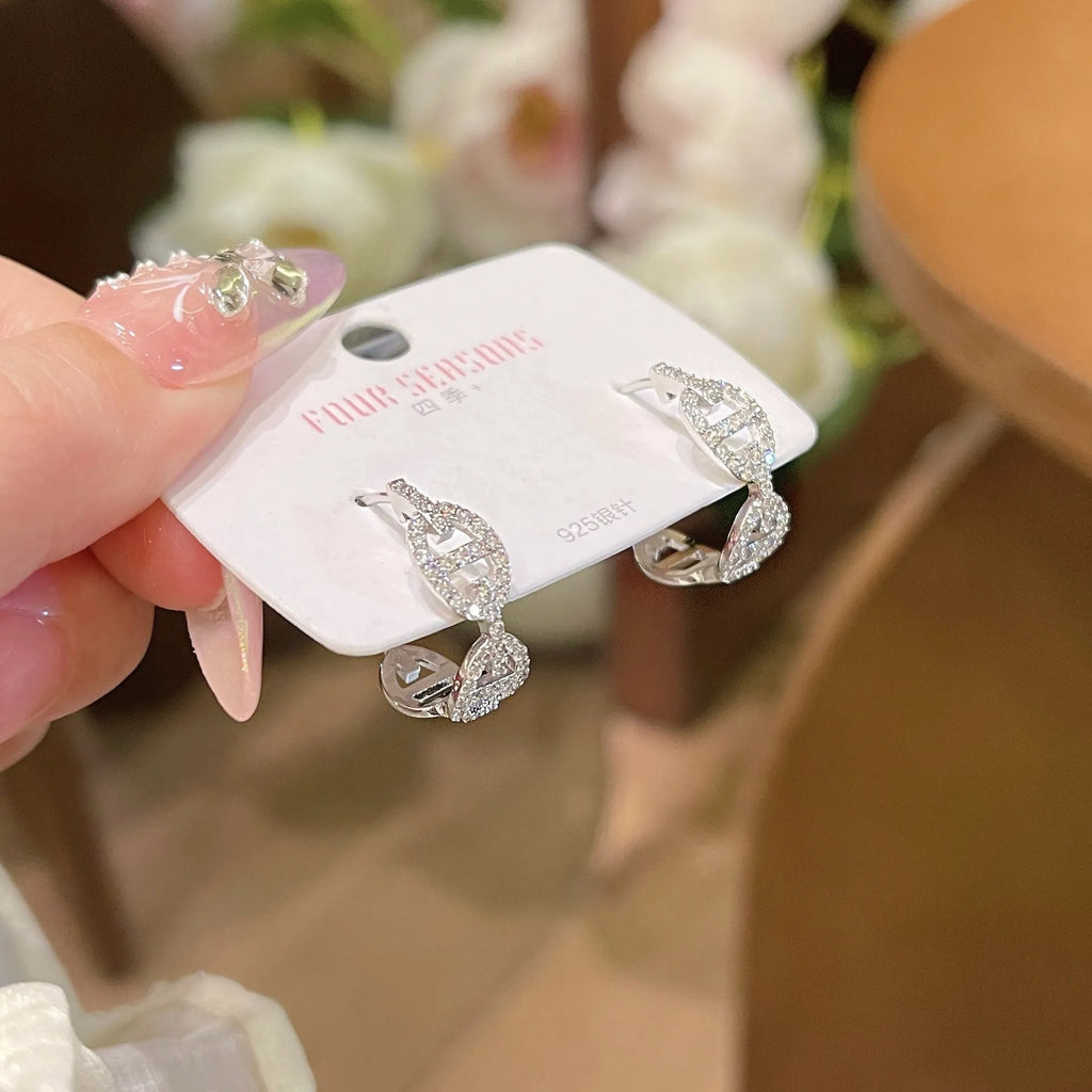 Women's diamond drop earrings with electroplated silver, gold, or rose gold finish