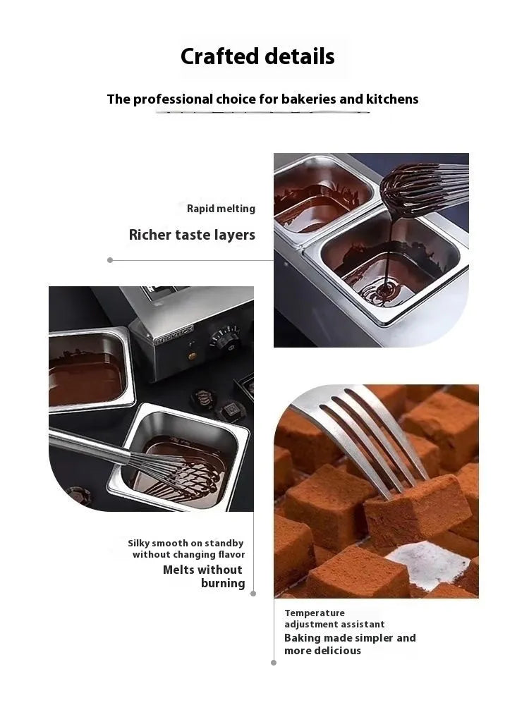 Commercial chocolate melting machine with double pot water insulation heating and temperature control display