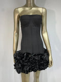 Women's solid colour polyester dress with mid waist design in urban style