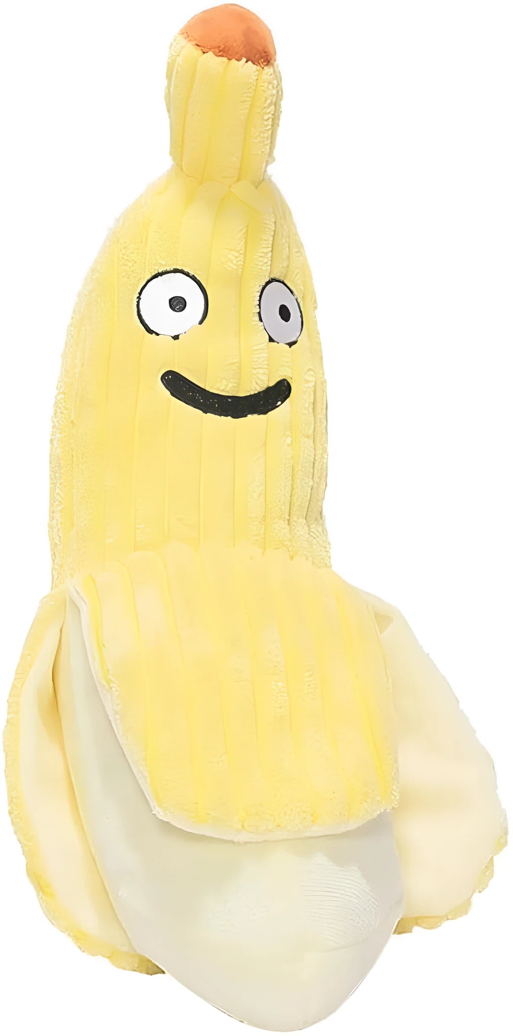 Yellow banana shaped plush cat toy with crinkle sound paper inside.
