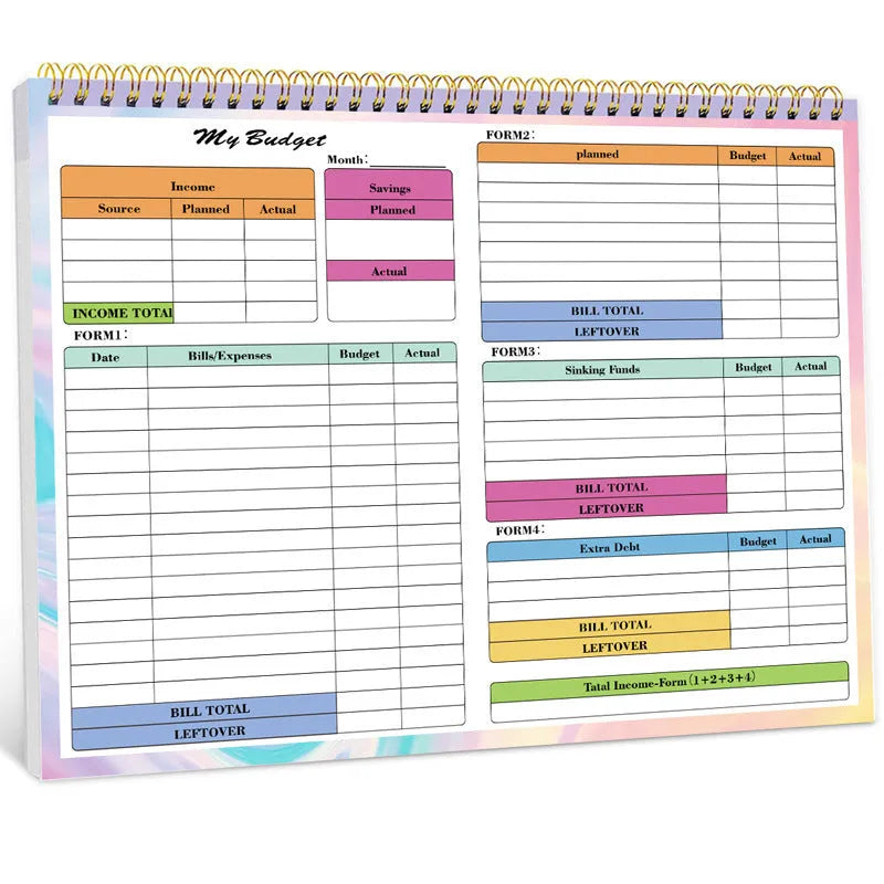 B5 wealth management notebook with spiral binding and PP cover for budget tallying and financial tracking