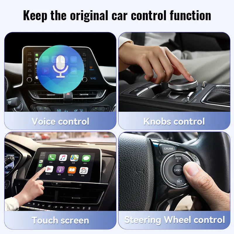 Small black CarPlay USB interface adapter showing dimensions 26x55x13mm