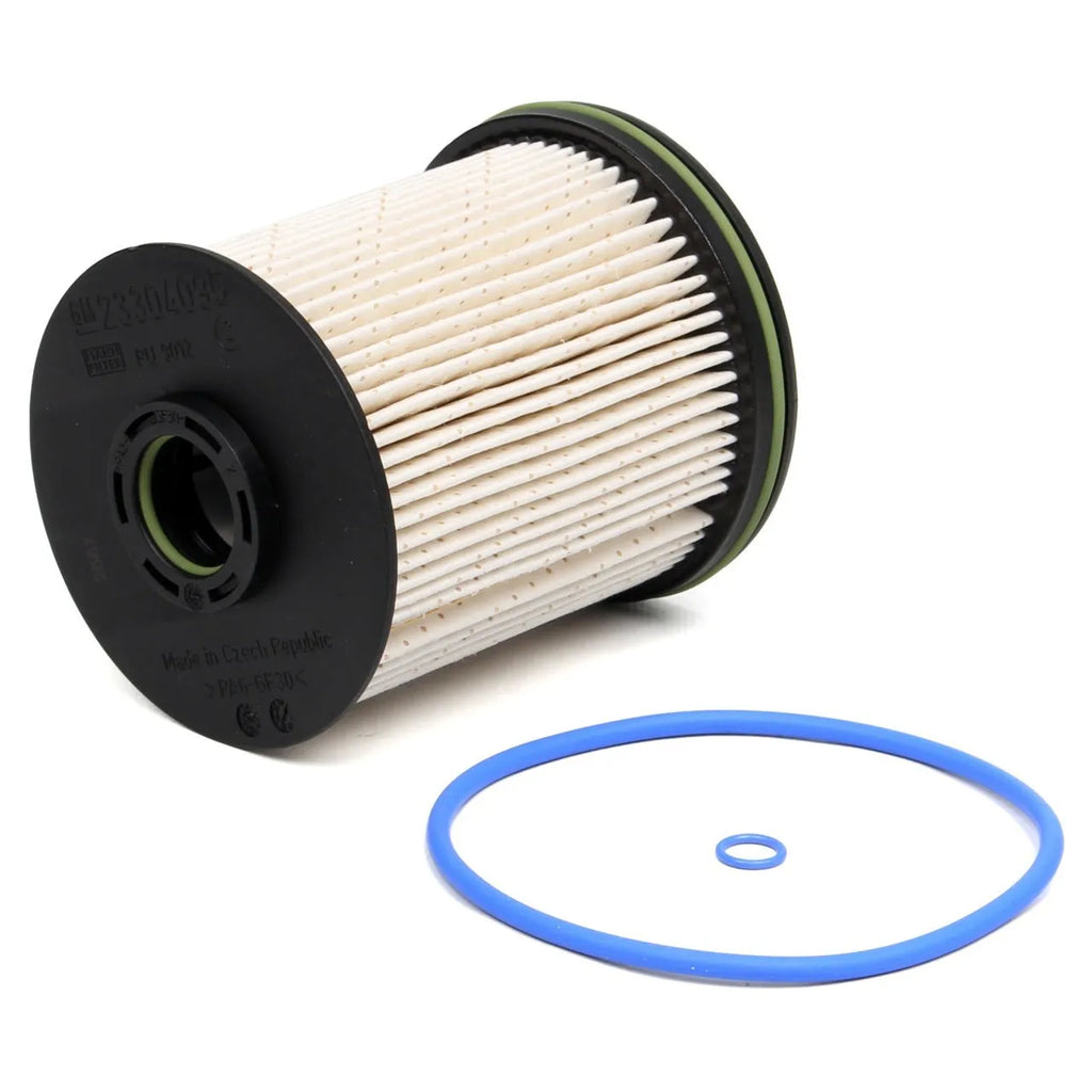 Diesel fuel filter element with gasket kit for Vauxhall and Opel Astra vehicles showing 106mm height dimension