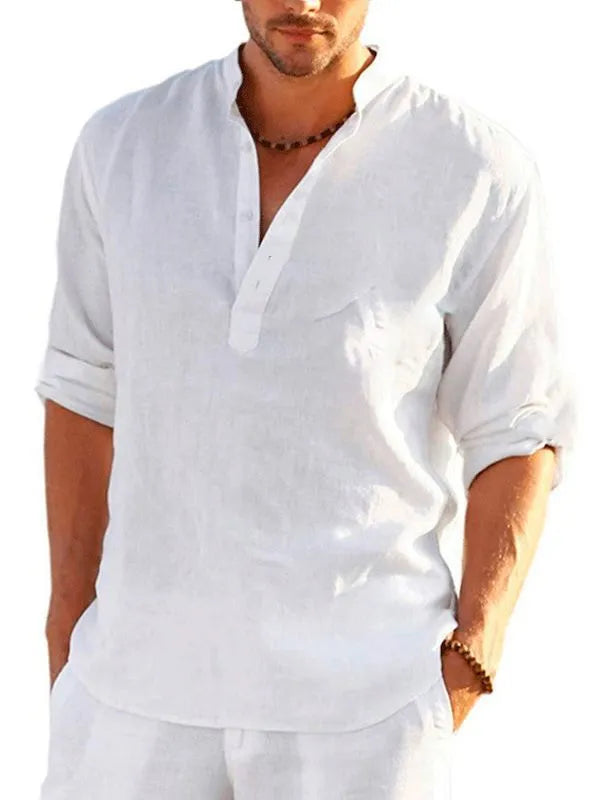 Men's bamboo hemp short sleeve shirt with striped pattern from 3D thermal transfer