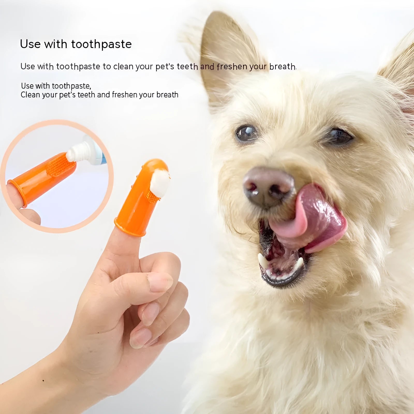4-piece boxed set of soft TPR pet finger toothbrushes for cats and dogs