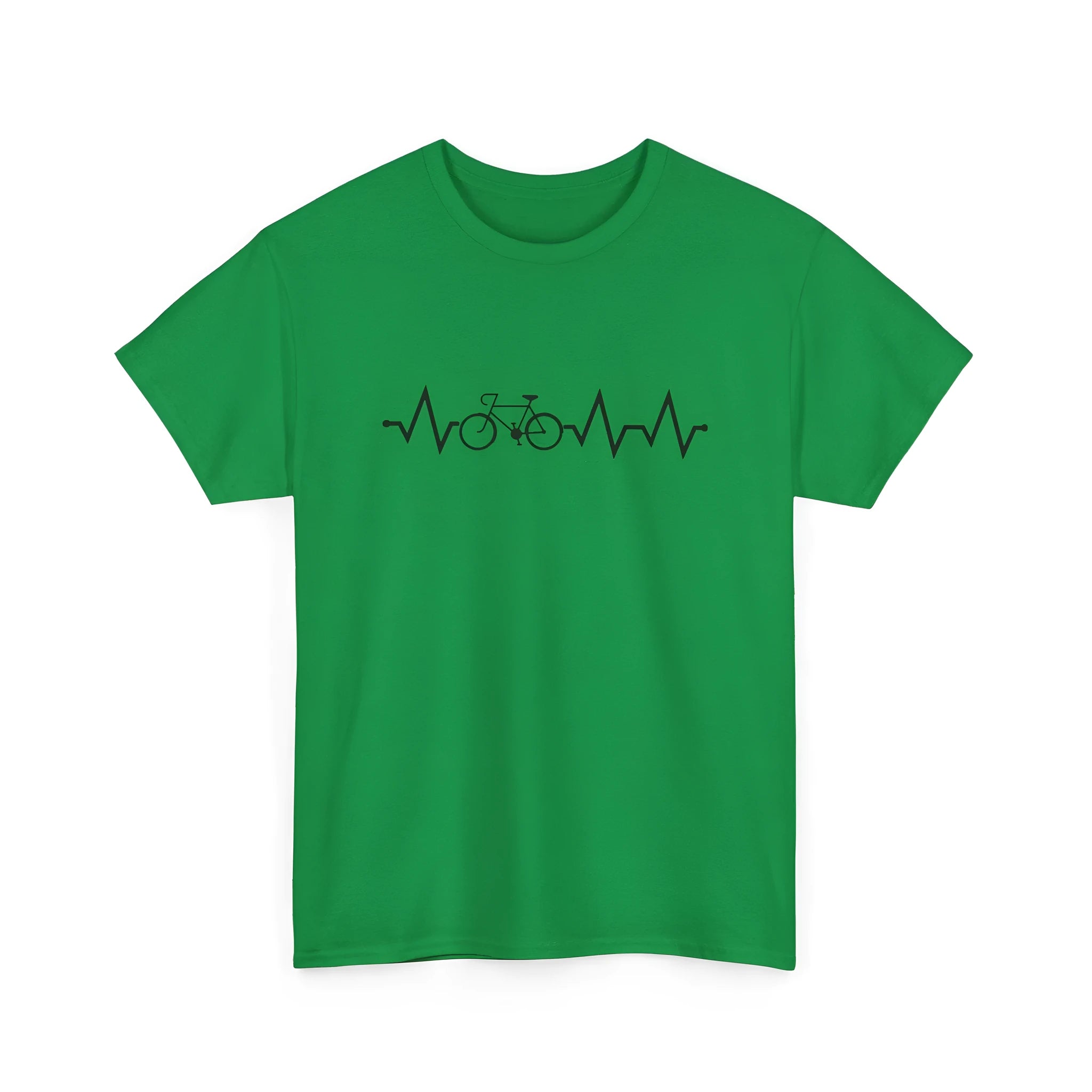 Green women's cotton T-shirt with a creative printed letter design on the front.
