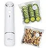White USB vacuum sealer pump with five 26x28cm food storage bags for home use