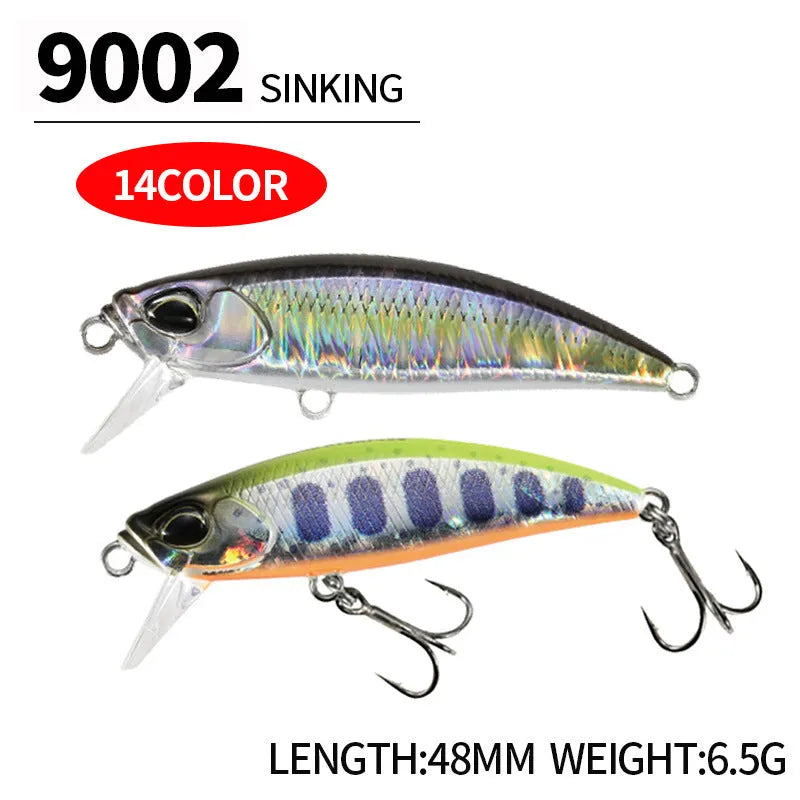 48mm submerged Mino fishing lure for mandarin fish and snakehead in multiple colour options