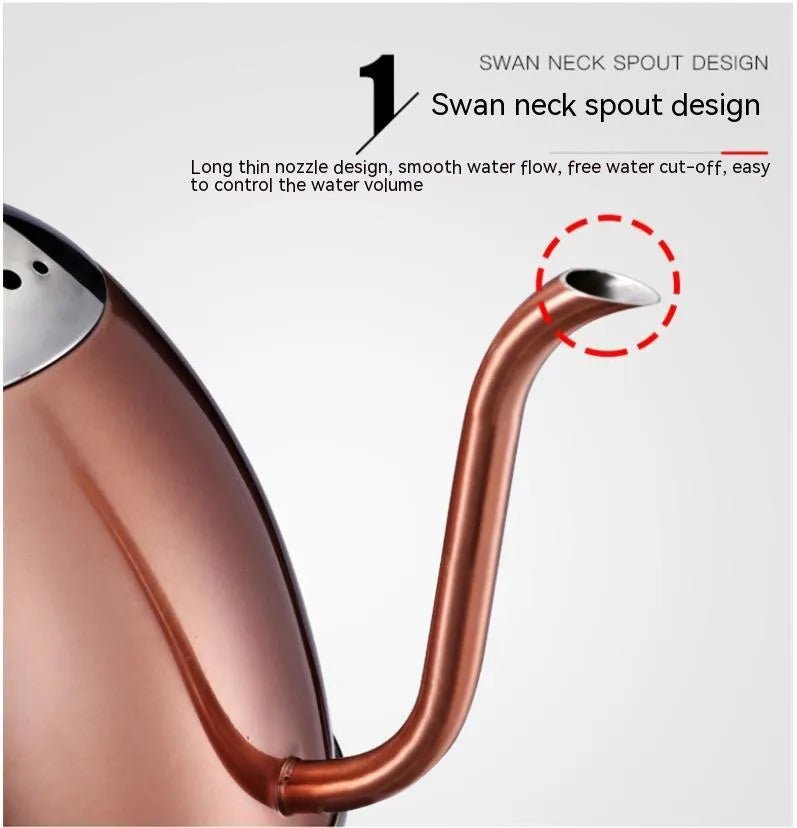Full-automatic stainless steel kettle in gold colour with touch control panel.