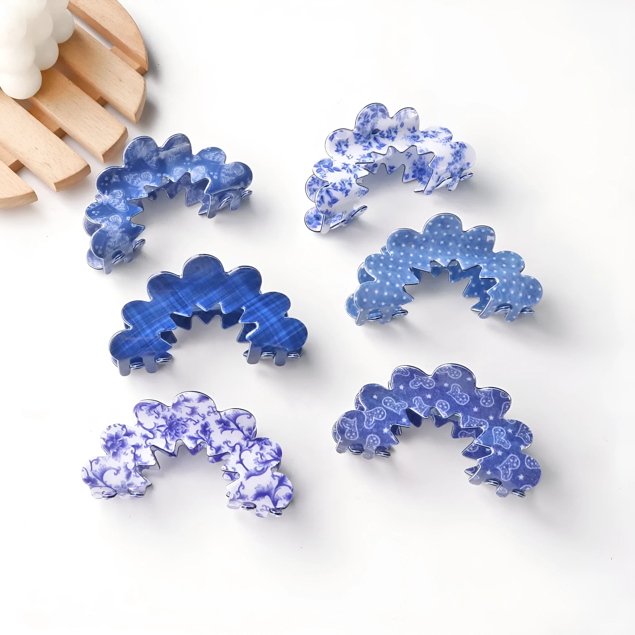 New Wave Grip Blue Series PVC hair barrettes for women with asymmetric natural style in assorted colours