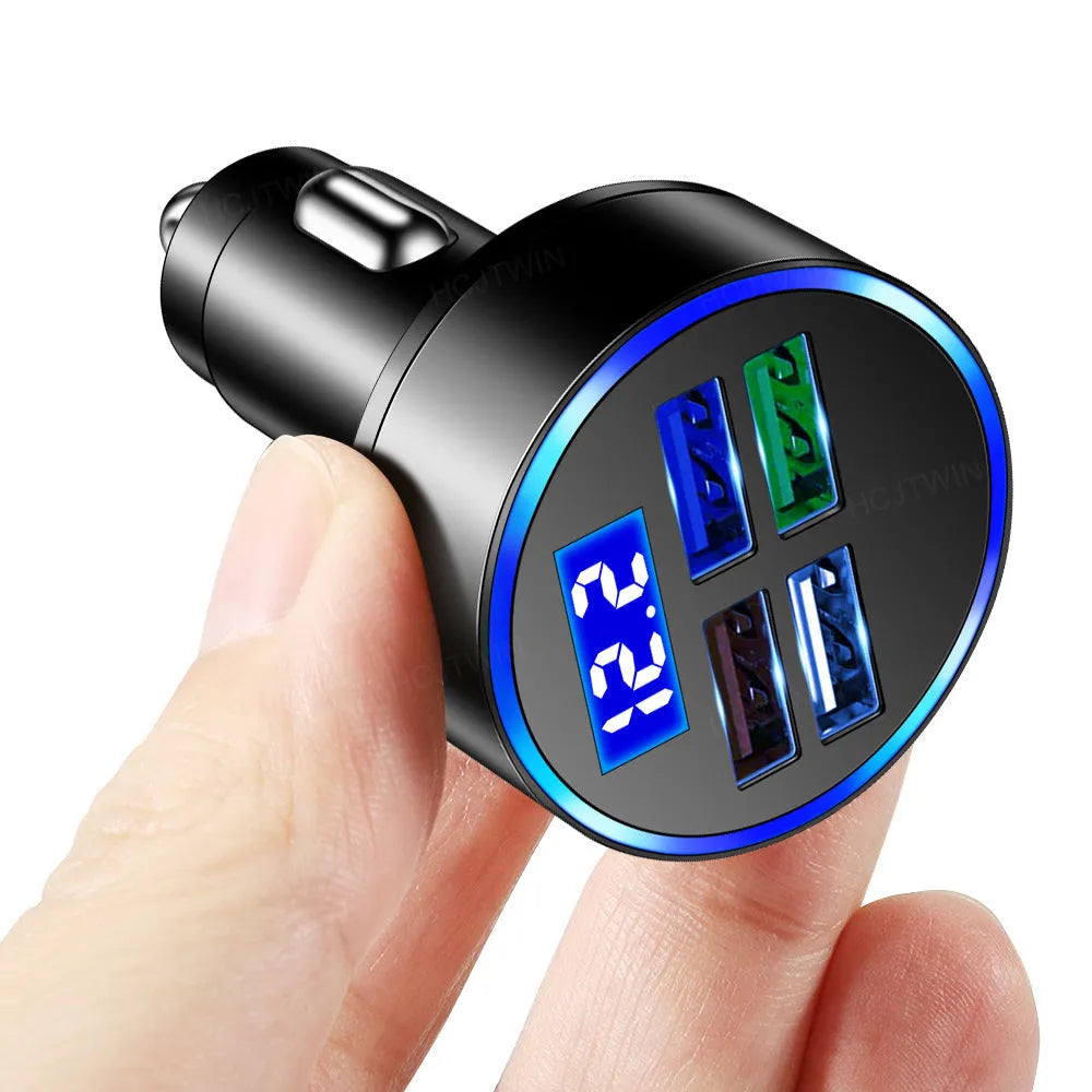 Black multi-port car charger for vehicles with 3100mA output current and 12-24V compatibility