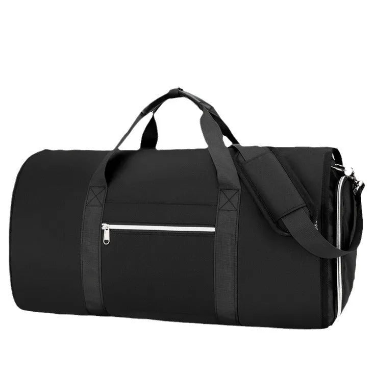 Grey Oxford cloth multi-purpose storage bag with compartments showing dry wet separation feature.