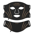 Black and gold IPL LED phototherapy facial mask beauty device with headband and touch screen controls