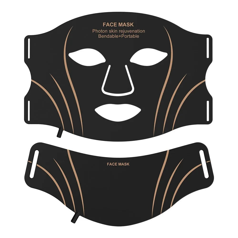 Black and gold IPL LED phototherapy facial mask beauty device with headband and touch screen controls