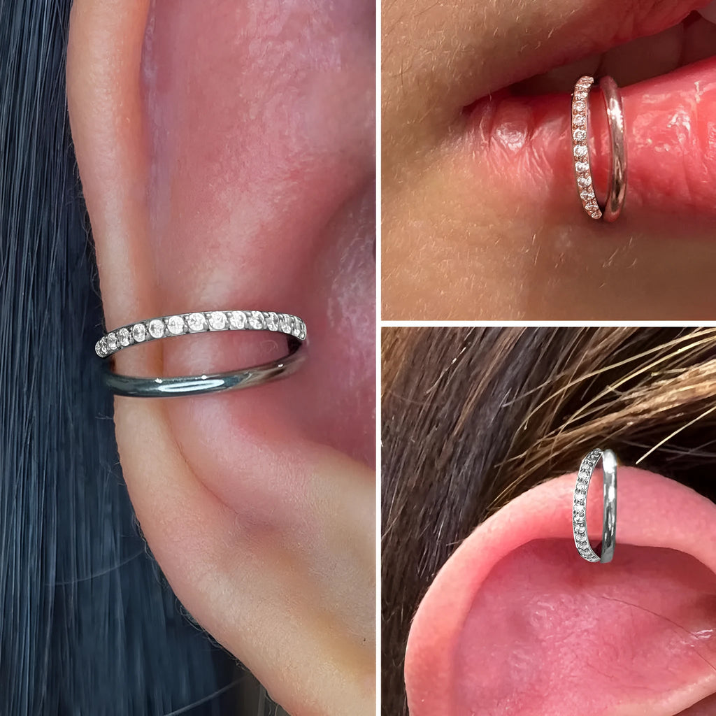 Titanium alloy nose ring hoop in silver, available in multiple lengths for piercing.