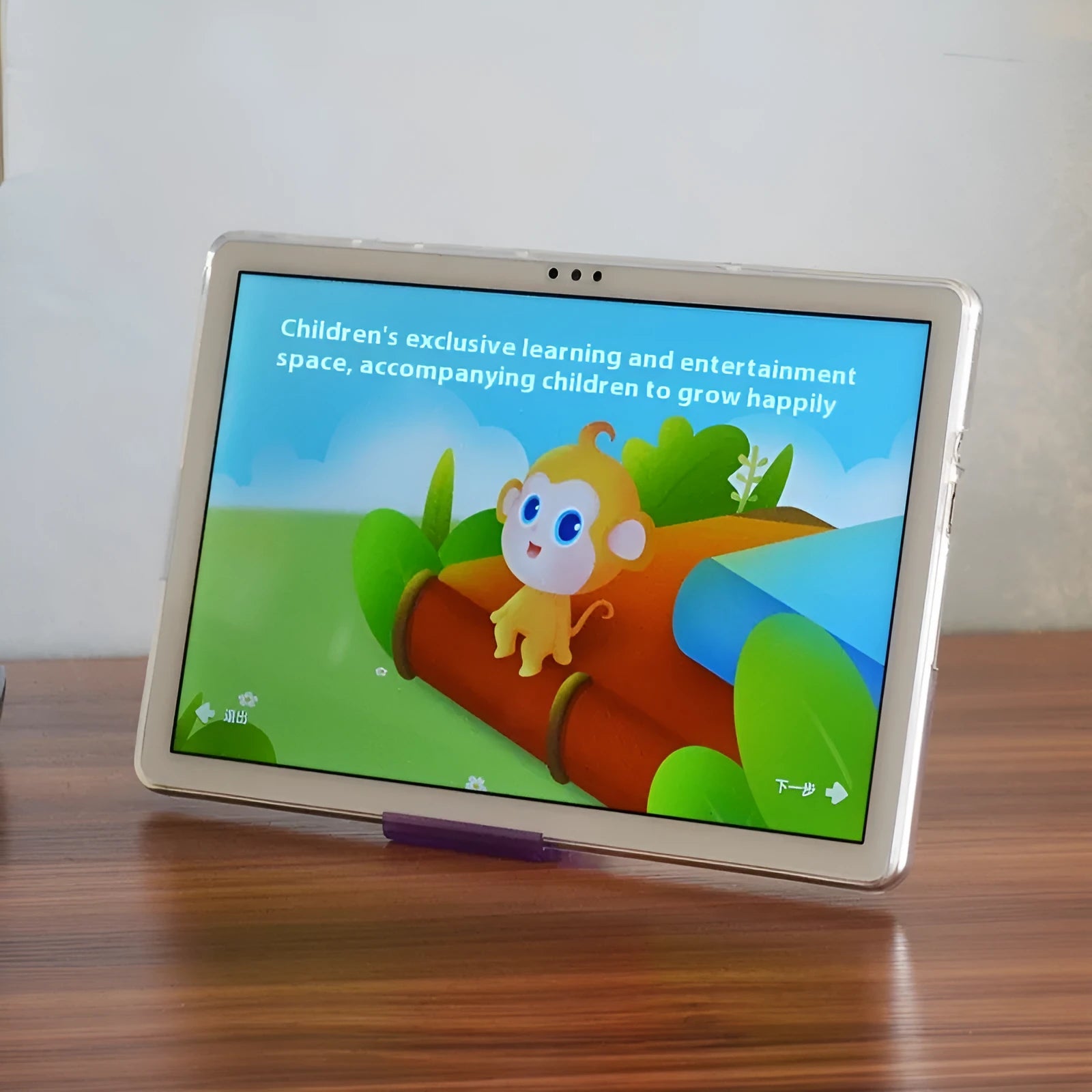 Clear transparent ultra-thin silicone hard shell case for a tablet on a flat surface.