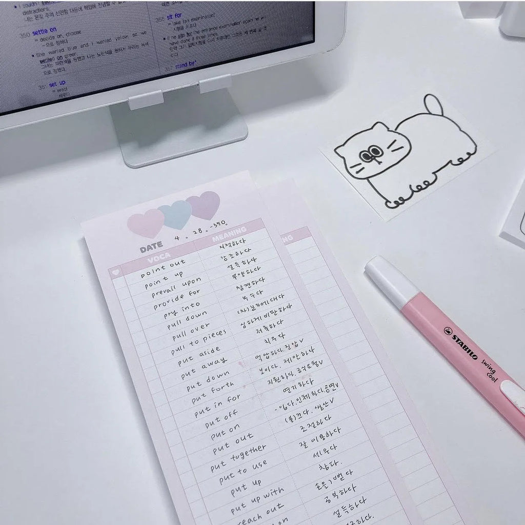 Vertical double-sided notepad with English words printing in B5 half size with coloured cover