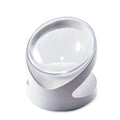 White elevated plastic cat food bowl with ergonomic tilt and anti-vomit design