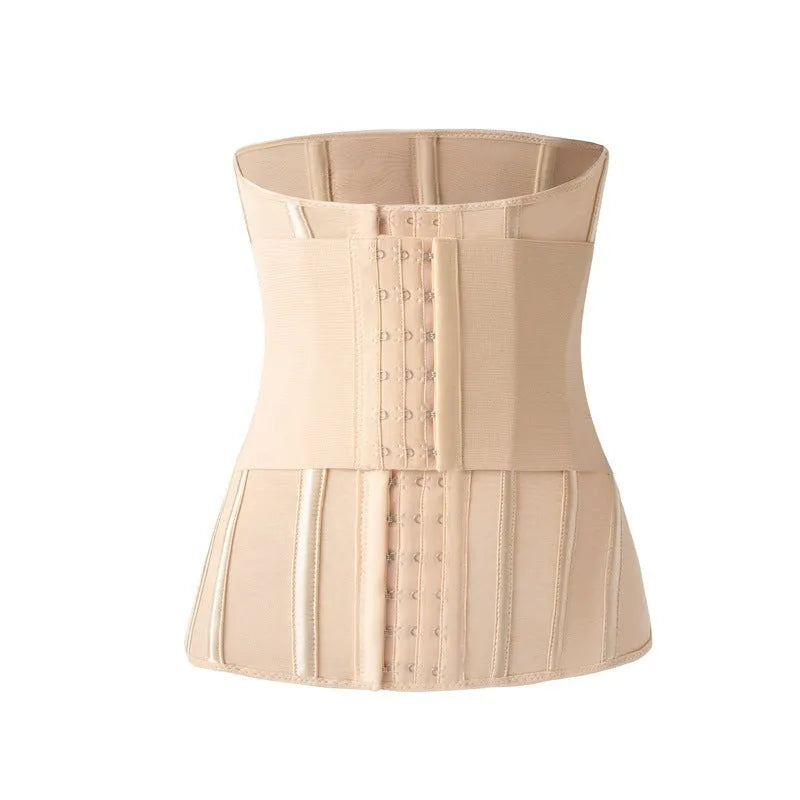 Nylon belly band waist trainer in black colour with adjustable belt tie closure
