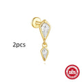 S925 sterling silver geometric kite-shaped earring with rhinestones and a chain tassel in a gold plating colour.