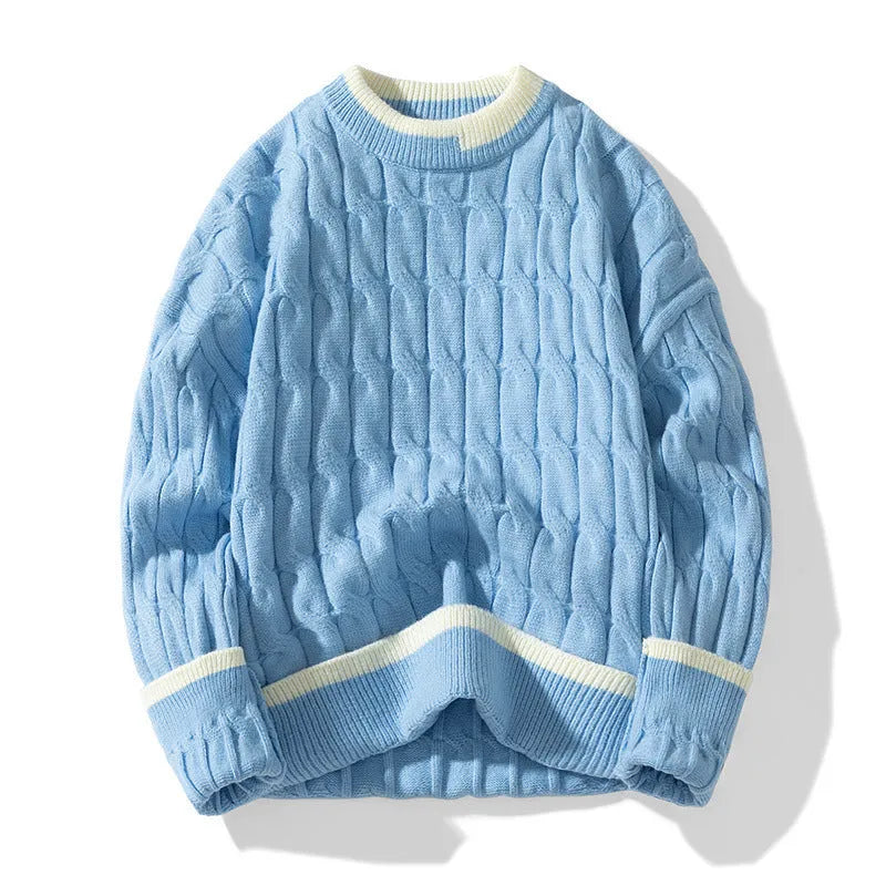 Men's loose fit pullover sweater in modal acrylic blend showing beige colour option