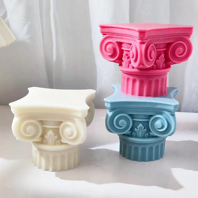 Flexible silicone Roman pillar mould for candles, baking, and craft projects.