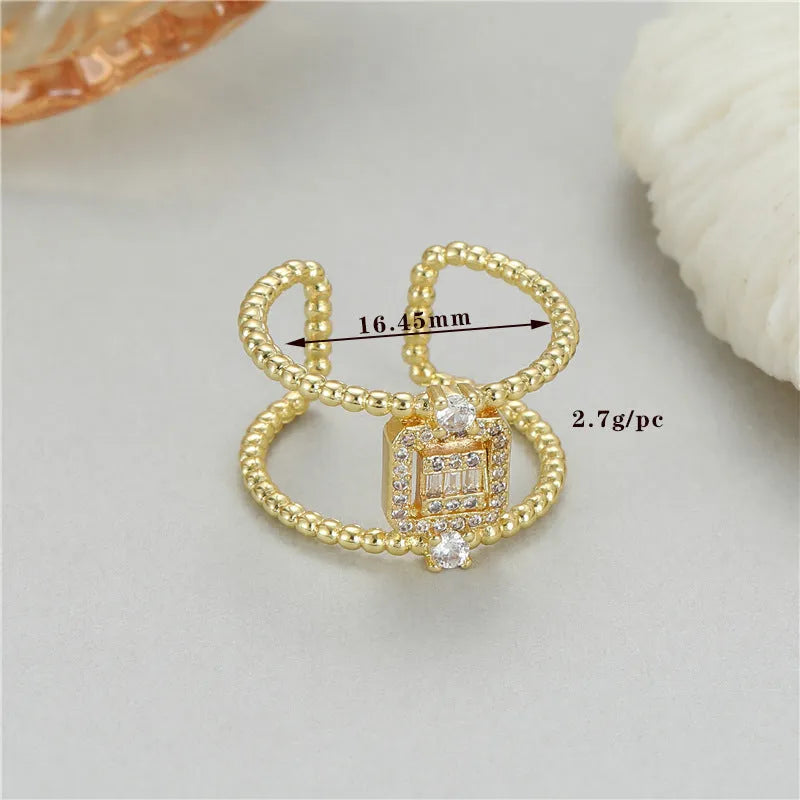 Copper open ring with 14K gold plating in H-12813 colour showing adjustable opening and asymmetric U-shape