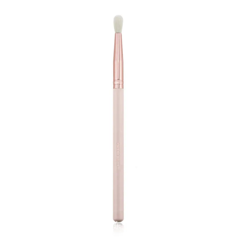 26 piece pink wooden handle makeup brush set in a PU travel bag
