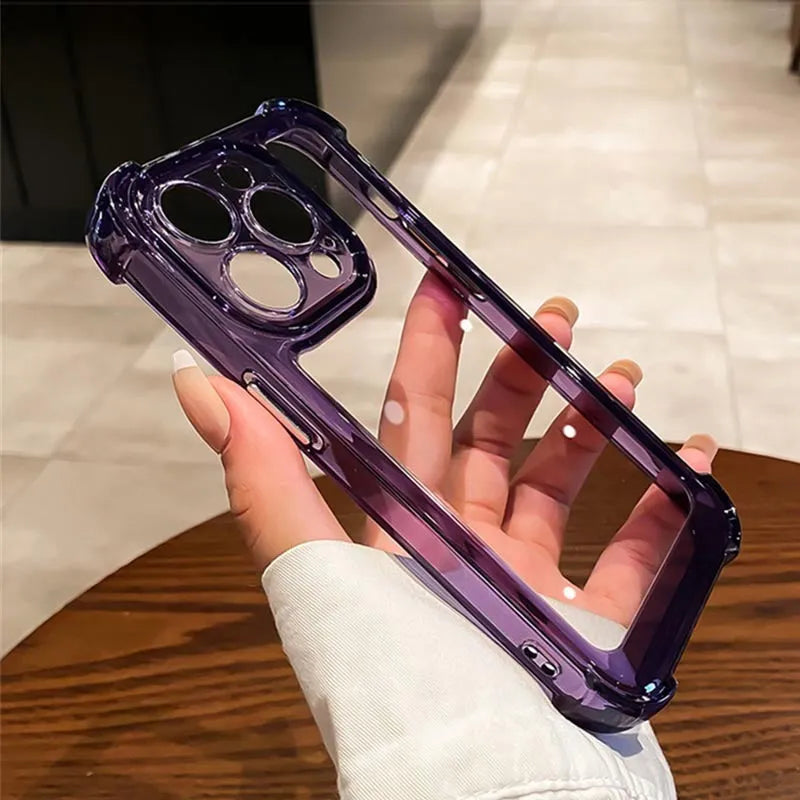 Transparent PC and acrylic TPU phone case with four shatterproof corners for iPhone