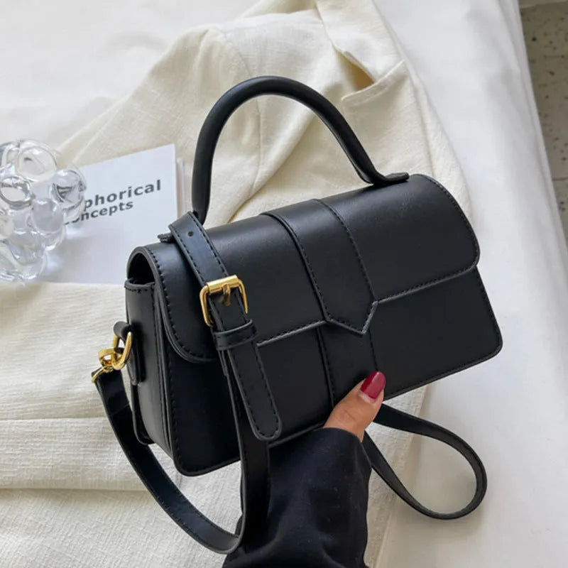 Beige PU leather women's messenger bag showing file compartment and sandwich pocket.