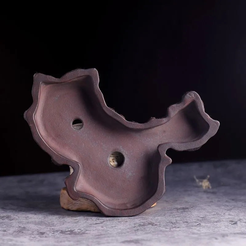 Purple sand small ceramic flower pot with ancient red mud finish for desktop bonsai or green plants