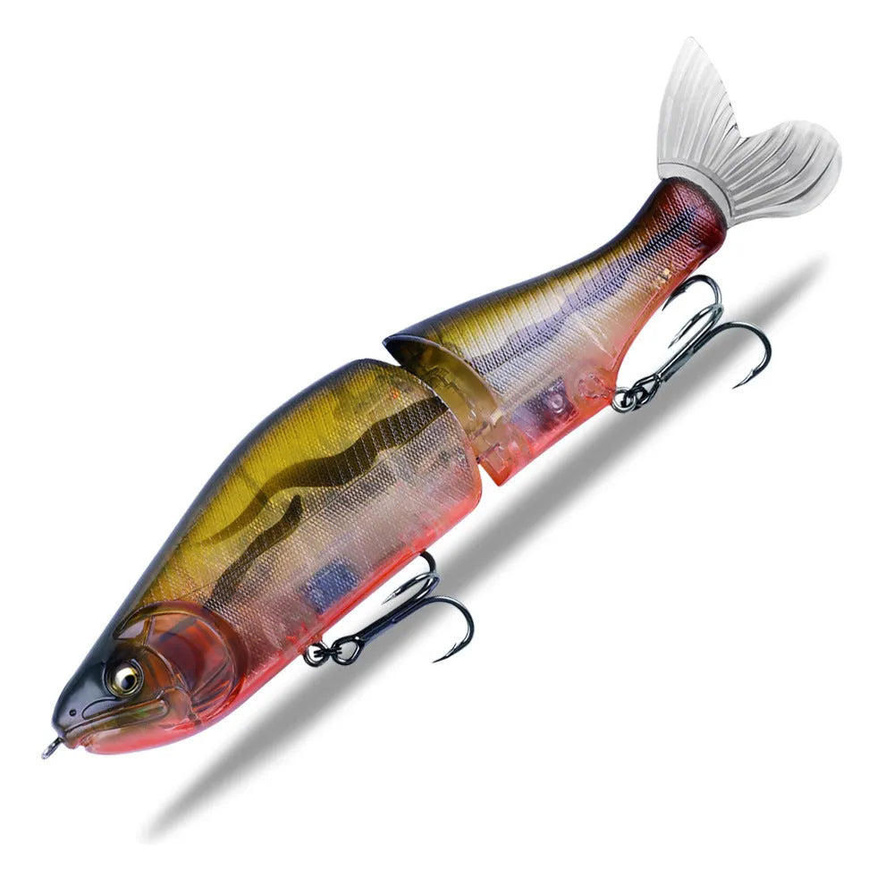 185mm plastic bass fishing lure showing swimming bait design with multiple colour options available
