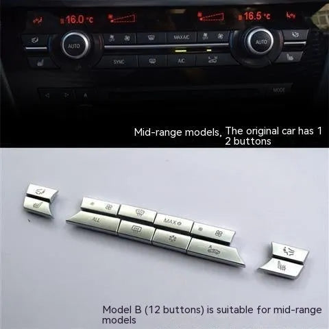 Silver car air conditioning button panel replacement set with CD digital button stickers