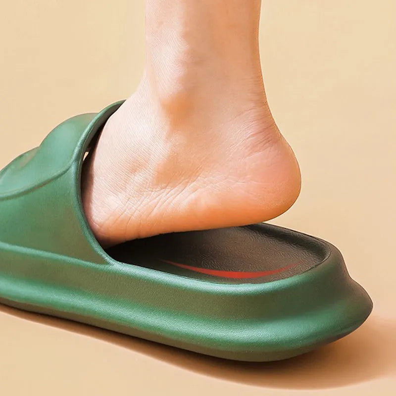 EVA flip-flop style slippers with a thick sole, shown in one of seven available colours.