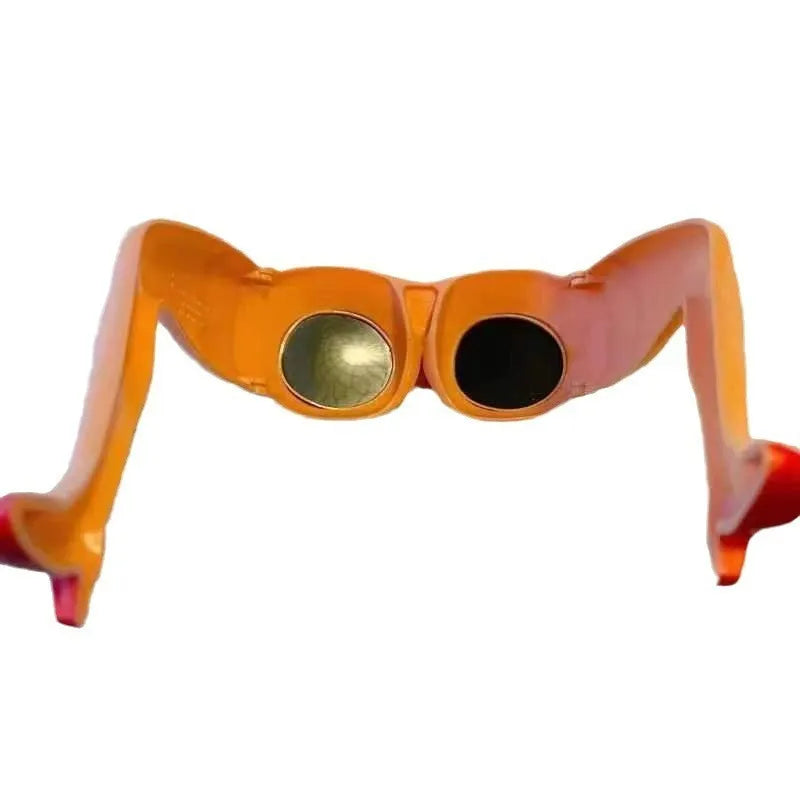 Orange personality leg hip plastic sunglasses with distinctive design for travel and parties