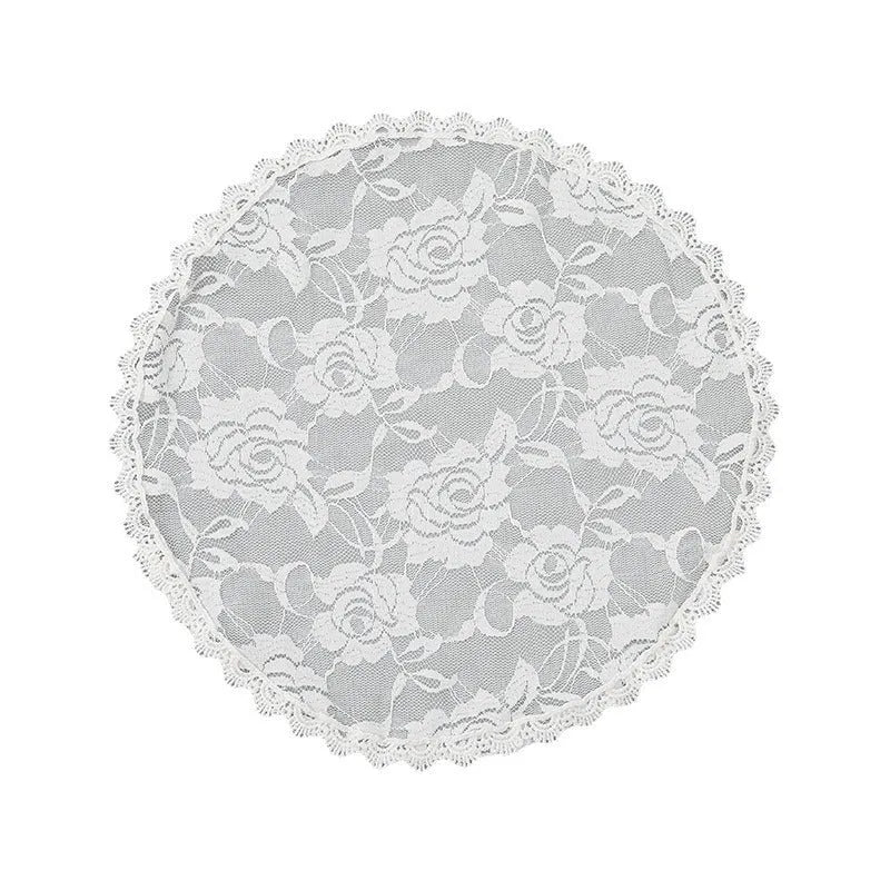 Round floral head cover for weddings measuring 30cm in black or white polyester fabric