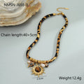 Leopard series stainless steel necklace with geometric pendant on adjustable 41-50cm chain