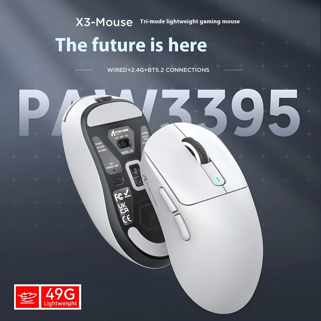 Rechargeable three-mode computer mouse in black with USB receiver and parachute cable