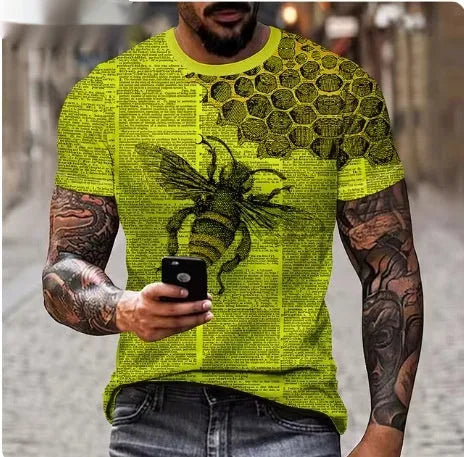 Men's grey t-shirt with a fierce 3D lion graphic print on the front