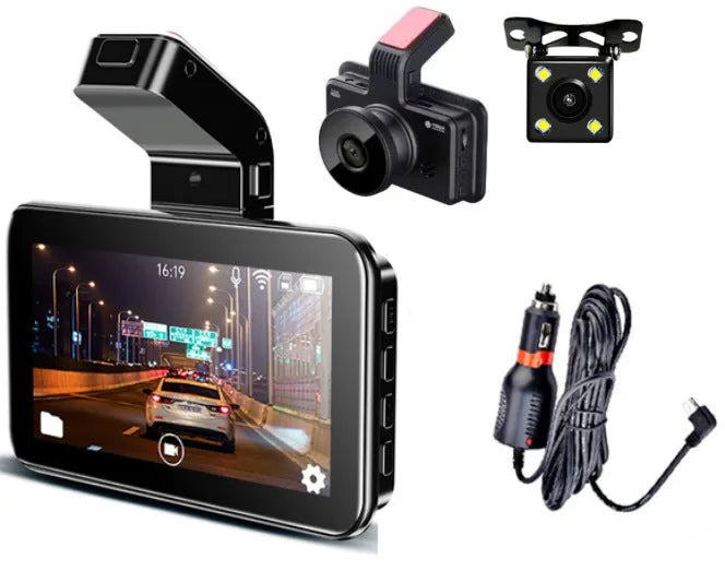 3-inch HD car DVR dashboard camera with dual lenses for front and rear recording