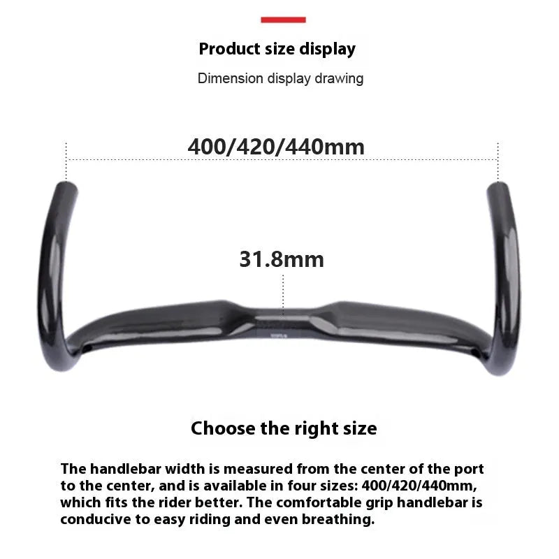 Carbon fibre road bicycle drop bar handle in black grey silver colour with UD finish options