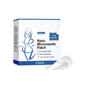 Pack of four disposable nano microneedle body shaping patches on skin.