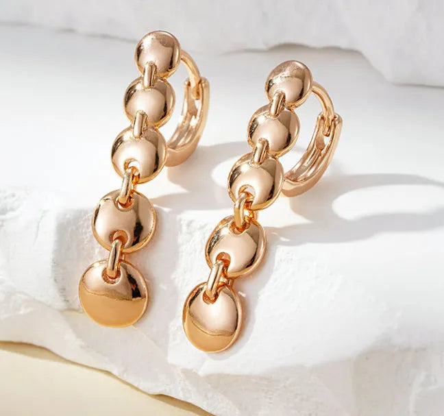 Retro gold colour woven copper circle earrings with 4cm diameter