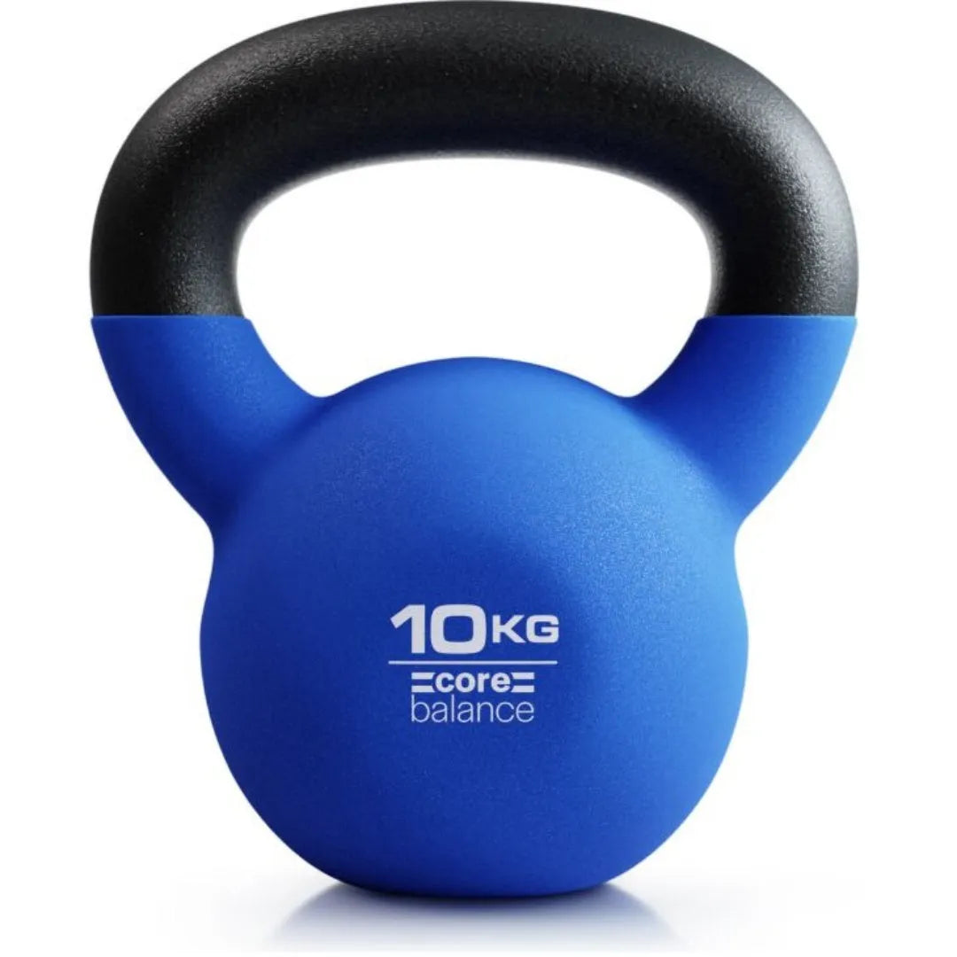 Blue cast iron teapot-shaped dumbbell on a solid background, showing 10kg weight.