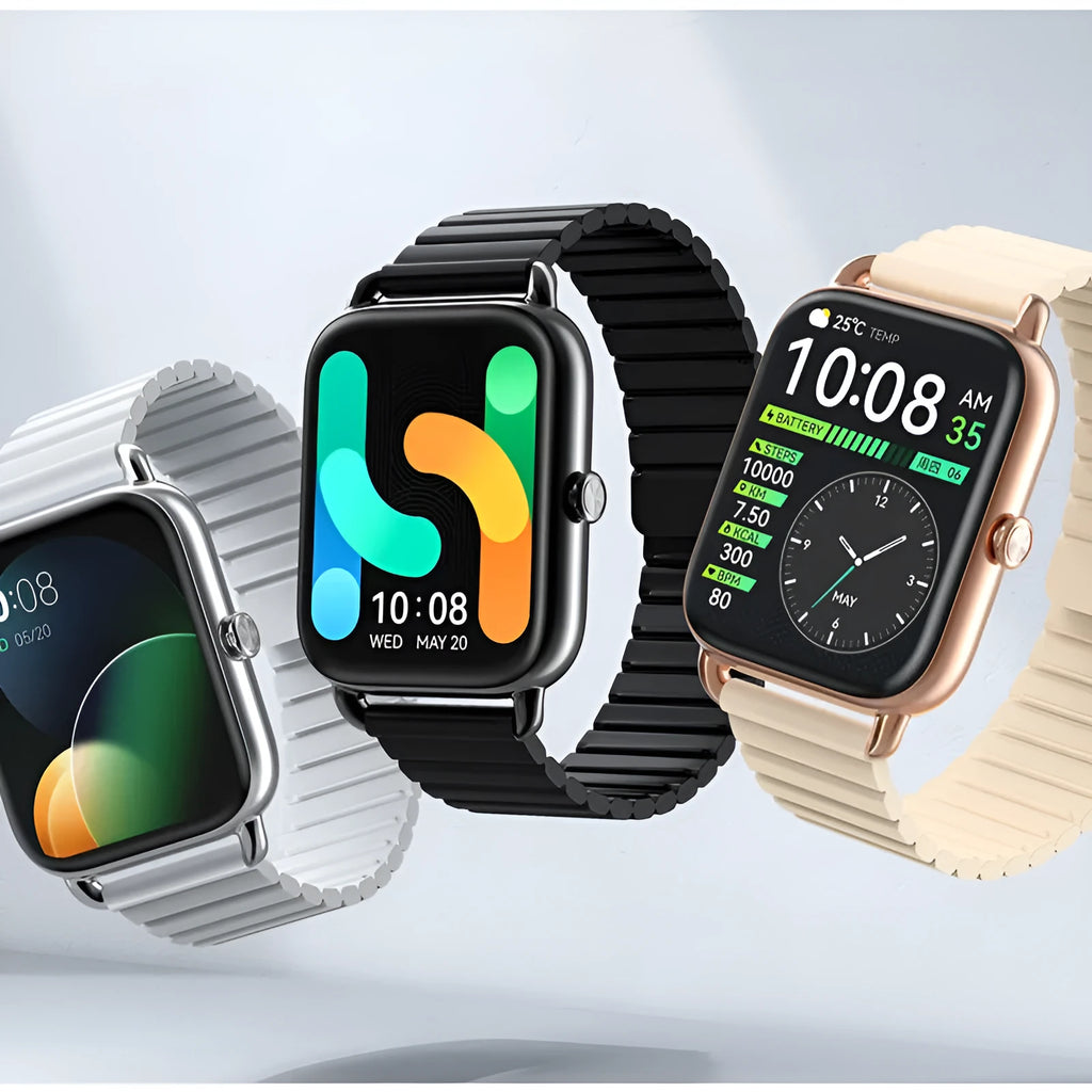 S4PLUS LS11 black smartwatch with AMOLED display showing fitness metrics on wrist