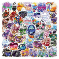 Waterproof vinyl stickers with colourful tea cup graffiti design in Nordic style, 50-piece pack