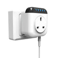 White Tuya smart WiFi temperature control switch socket with a separate temperature sensor probe.