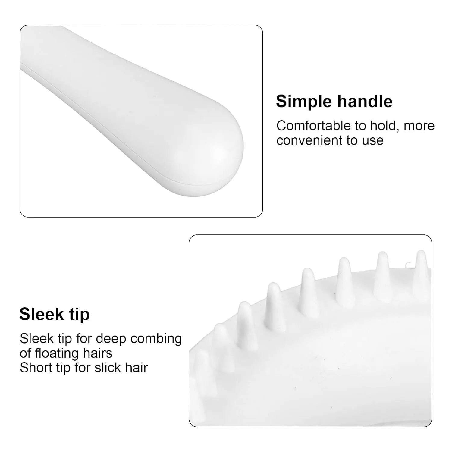 Blue and white double-sided pet grooming brush with an ergonomic handle for cats and dogs.